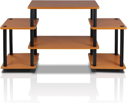 Furinno No Tools Tube Entertainment Center, Light Cherry/Black, Square Corner