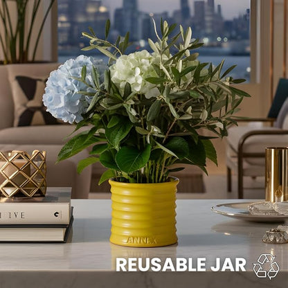 Annex Lily of The Valley & Jasmine Luxury Scented Candle - Handmade Ceramic Jar - 50hr Clean Burn, Non-Toxic Soy Wax - Aesthetic Home Decor Winter Gift for Women & Men - White Floral