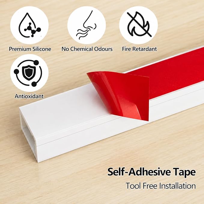 78" Silicone Cord Hider for Wall, Flexible Wire Cover for 1 Cord, Self-Adhesive TV Wire Hider for Wall, Cable Raceway Management for Desk, Home & Office, Safer for Kids & Pets, White