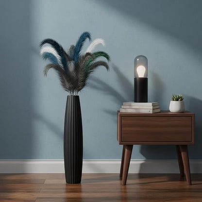 Floor Vases, Tall Floor Vase 23.6 inch (60CM, 1.96FT) Tall Vases, Sturdy Black Vase for Living Room Decor, Resin Black