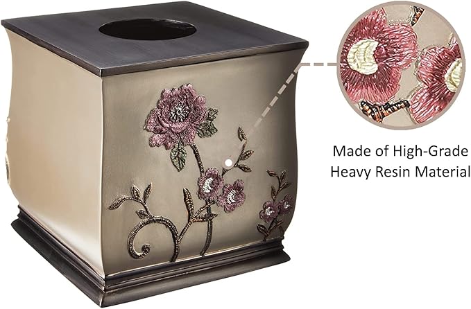Resin Tissue Box Cover for Modern Home Decor - Minimalist Square Tissue Box Holder for Guest Room, Bedroom, Bathroom, Tabletop & Office - Durable and Aesthetic Tissue Holder, Larrisa