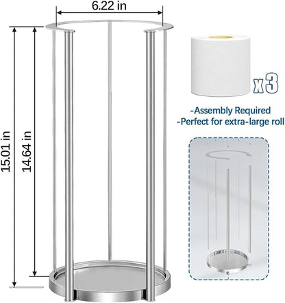Brushed Nickel Toilet Paper Stand Free Standing Heavy Base 3 Rolls Toilet Paper Roll Holder for Bathroom Storage