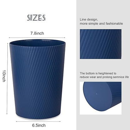 UUJOLY Small Trash Can Wastebasket Garbage Can Container Bins for Bathrooms, Laundry Room, Kitchens, Offices, Kids Rooms, Dorms (Navy Blue)