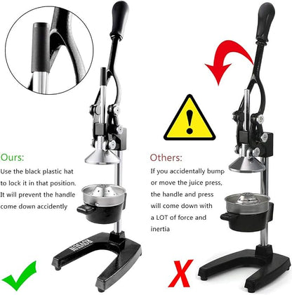 ROVSUN Professional Citrus Juicer Lemon Squeezer, Cast Iron Juicer, Commercial Manual Fruit Press Juicer for Lemon Pomegranate Orange Juice, Heavy Duty Hand Press and Lime Squeezer Stand (Black)