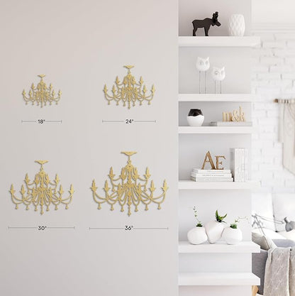 SIGNLEADER Metal Wall Decor Chandelier with CandlesMinimalist Modern Abstract Wall Sculpture Hangings Home Decoration for Living Room, Bedroom, Bathroom, Kitchen, Outdoor - 36" Gold
