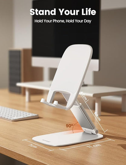 Lamicall Ultra-Thin Cell Phone Holder, Gifts for Fathers Day Men Dad Husband from Daughter Son Wife, White Cellphone Stand, Office Desk Gifts Accessories for iPhone Holder, Desk Organizer