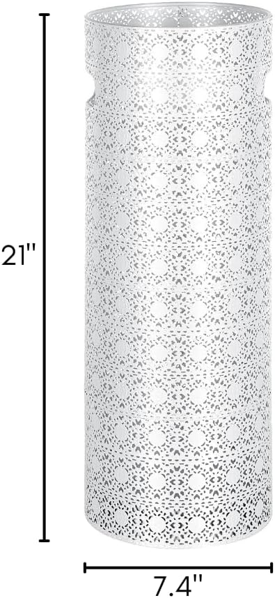 Concepts 21 inch Heavy Duty Metal Umbrella Stand - Durable Storage Holder for Umbrellas - Indoor and Outdoor Use - Stylish and Modern Organizer for Entryways. (White Lace)