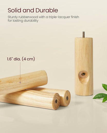 VASAGLE Solid Wood Coat Rack, Free Standing Hall Coat Tree with 8 Hooks, 3 Height Options, for Coats, Hats, Bags, Purses, for Entryway, Hallway, Rubberwood Hooks and Pole, Cloud White URCR010W02