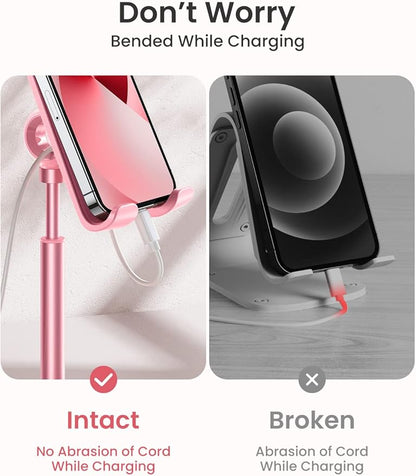 LISEN Pink Phone Stand for Home Desk, Room Vanity Decor Kitchen Accessories, Cute Phone Holder Bathroom Living Dorm Room Essentials Offices Desk Accessories for iPad mini 4-10 in Pink Gifts