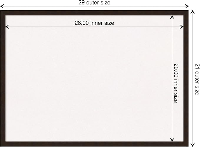 Amanti Art White Cork Board for Wall, 21x29 Vision Board with Brown Wood Frame, Medium Corkboard Office Decor for Home Organization, Rustic Farmhouse Corkboard Pinboard to display items for home