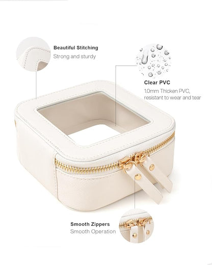 Travel Clear Makeup Bag Set, TSA Approved Cosmetic Bag Case with Zipper Portable Makeup Pouch Toiletry Bag Women Traveling Cosmetic Organizer Storage Bag Car Organizer Car Essentials for Women