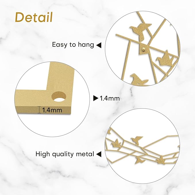 SIGNLEADER Metal Wall Art Decor Birds Perching Modern Abstract Wall Sculpture Hangings Home Decoration for Living Room, Bedroom, Bathroom, Kitchen, Outdoor - 24" Gold