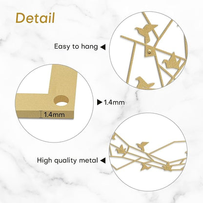 SIGNLEADER Metal Wall Art Decor Birds Perching Modern Abstract Wall Sculpture Hangings Home Decoration for Living Room, Bedroom, Bathroom, Kitchen, Outdoor - 24" Gold