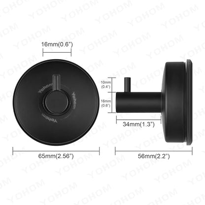 YOHOM Suction Cup Hooks Shower Towel Holder Stainless Steel Vacuum Bathroom Shower Hook Suction Towel Rack Kitchen Organizer for Bathrobe Loofah Matte Black 4Pcs