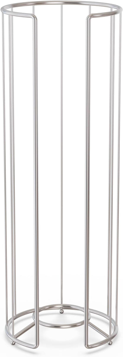 Better Living Stream Toilet Tissue Reserve, Freestanding Bathroom Storage Stand Holds for 4 Jumbo Rolls, No Assembly Required, Chrome