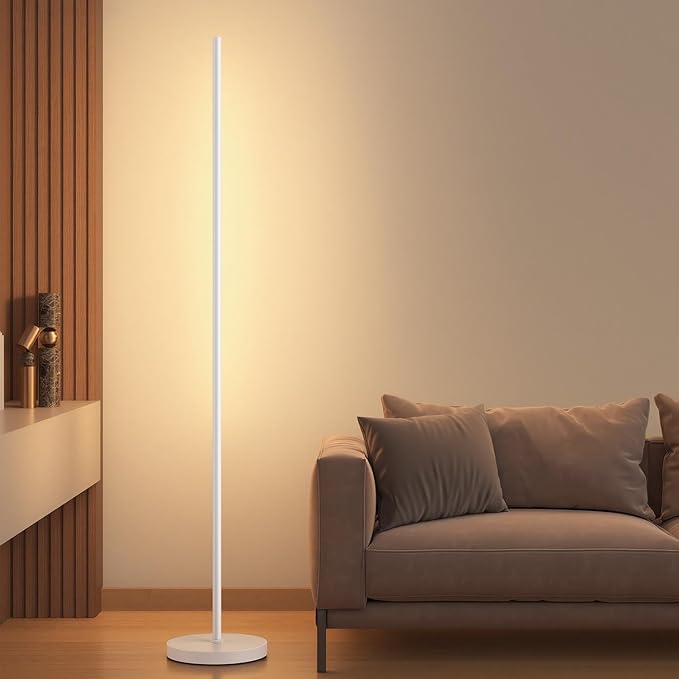 LED Corner Floor Lamp, 360°Rotating Head, Super Bright 1800LM Dimmable Minimalist Floor Lamps with Remote Control,3000K-6000K Modern Corner Light,67" Tall Standing Lamp for Living Room,Office - White