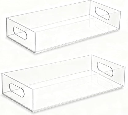 Acrylic Tray 2 PCS Toilet Tank Tray Toiletpaper Basket Back of Toilet Organizer,for Bathroom Organization Clear Decor and Countertop Storage