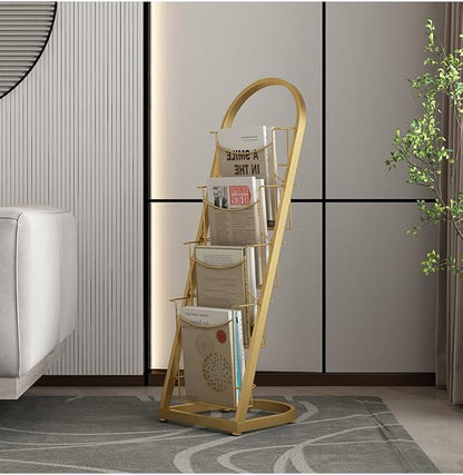 Metal File Organizer, 3 Vertical Sections, Desktop Paper/Mail/Letter/Record Holder, File Folder Holder Stand Rack Sorter for Office Desk Organization and accessories & supplies (Gold)