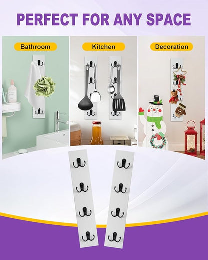 UCEC Vertical Key Holder for Wall with Hooks, Space-Saving Wooden Key Holder Wall Mount Small Organizer for Entryway, Keys, Wallets, and Pet Leashes – White Key Rack for Front Door or Garage Decor