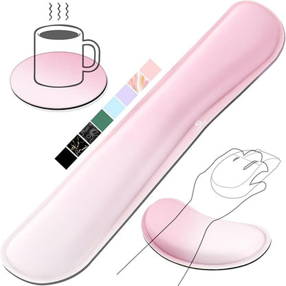 Gimars Upgrade Enlarge Silky Gel Memory Foam Keyboard Wrist Rest, Wrist Rest for Computer Keyboard, Ergonomic Mouse pad Rests for Typing Pain Relief, Wrist Support for Office, Gaming, Pink Gradient