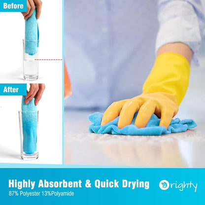 Orighty Microfiber Cleaning Cloth, 5 Pack Highly Absorbent Cleaning Rags, Household Cleaning Supplies, Reusable Lint Free Cloths Microfiber Rag for House, Kitchen, Car Care, 12x11 inch, Blue