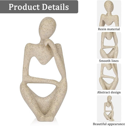 Sandstone Resin Thinker Style Abstract Sculpture Statue Collectible Figurines Home Office Bookshelf Desktop Decor (Small Sandstone, Right)