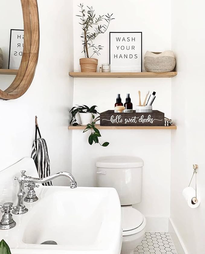 PZJIEAN 2 Sides Brown Funny Sayings Toilet Paper Bathroom Decor Box with Handle, Farmhouse Bathroom Decor Box for Toilet Paper