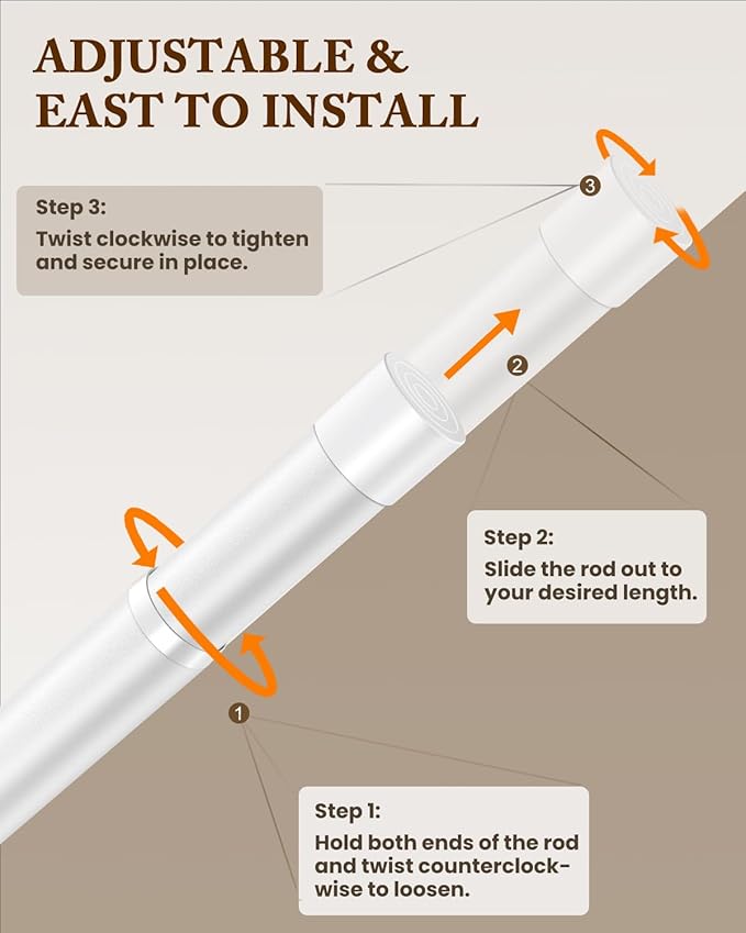 Heavy Duty Closet Rod, 17-84 IN Closet Rods for Hanging Clothes, White
