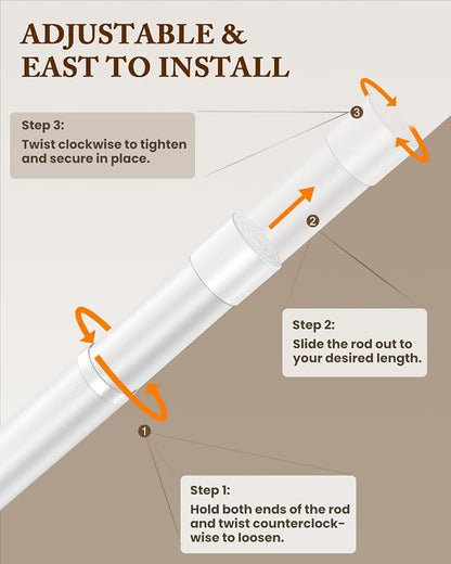 Heavy Duty Closet Rod, 17-39 IN Closet Rods for Hanging Clothes, White
