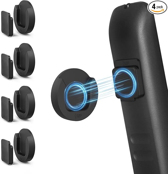 YYILIS Magnetic Remote Control Holder Wall Mount, 4 Pack TV Remote Control Holder for Fan/Air Conditioner, Self-Adhesive Bedside Caddy for TV Backside/Bedroom/Office/RV Home Organizer Storage(Black)