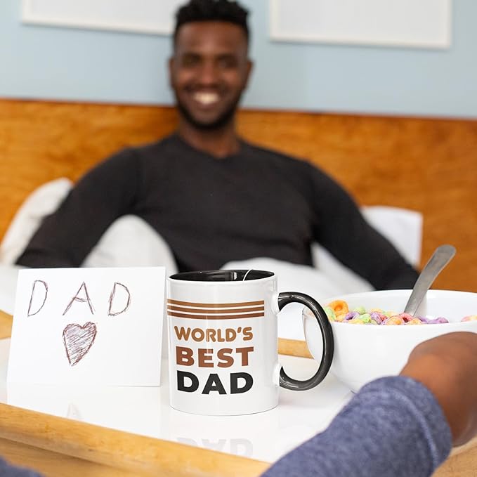 Veracco World's Best Dad Mug Gifts For Father Gift Funny Birthday Gifts for Men Birthday For Dad Men Husband Grandpa Friends Coworker Uncle (Black, 11oz)