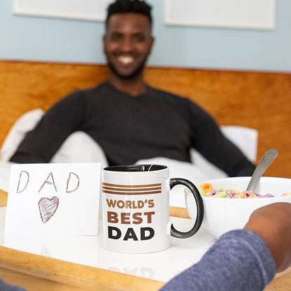 Veracco World's Best Dad Mug Gifts For Father Gift Funny Birthday Gifts for Men Birthday For Dad Men Husband Grandpa Friends Coworker Uncle (Black, 11oz)
