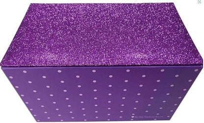 Girls' Purple Glitter Jewelry Box with Mirror and Compartments, 8.5 x 5 x 5 inches