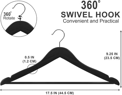 Utopia Home Premium Wooden Hangers 30 Pack - Durable & Slim Coat Hanger - Suit Hanger with 360-Degree Rotatable Hook - Wood Hangers with Shoulder Grooves (Black Color)