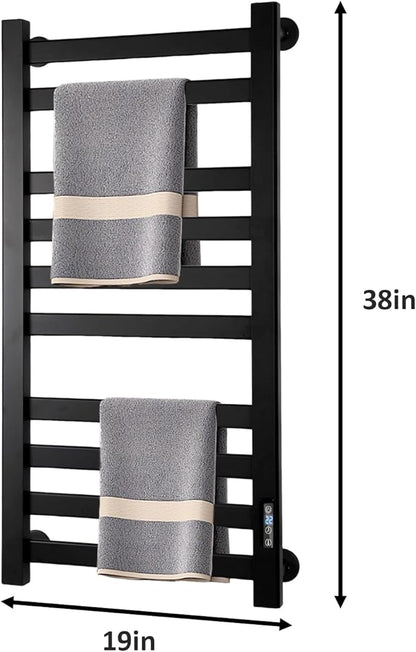 Heated Towel Rack for Bathroom Towel Warmer Racks Wall Mounted with Timer & Temperature Multi-Level Adjustments with 10 Bars for Bathroom Shower Hot Tub Spa(Black)