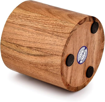 NIRMAN Acacia Wood Pencil/Pen Holder for desk, Round Desktop Organizer for Desk Multi Purpose Use for Home School Office Supplies (4" x 4" x 4")