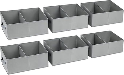 DIMJ Trapezoid Storage Bins for clothes - 6 Packs Closet Organizers and Storage Baskets, Foldable Closet Baskets with Handles and Divider, Closet Storage Bin Toybox for Shelves Living Room Bedroom