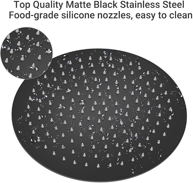 NearMoon Rain Shower Head, Ultra-Thin Design-Pressure Boosting, Awesome Some Experience, High Flow Stainless Steel Rainfall Head (12 Inch, Matte Black)