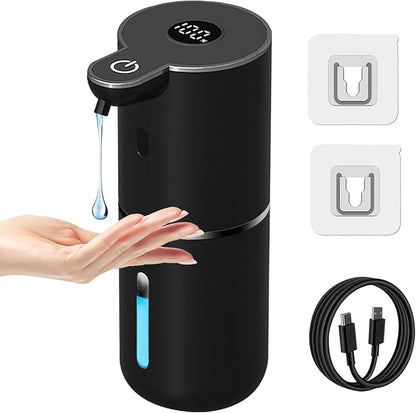 OHIFAST Automatic Liquid Soap Dispenser Touchless, USB Rechargeable Smart Hand Soap Dispenser, 6-Level Adjustable, 12.8oz/380mL, Compatible with Thick Thin Dish Soap for Bathroom Kitchen-Black