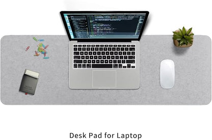 DawnTrees Felt Desk Pad,Keyboard Mat (35.8" x 11.8"),Large Felt Mouse Pad,Computer Desk Mat XL,Desk Protector for Office (Light Gray)