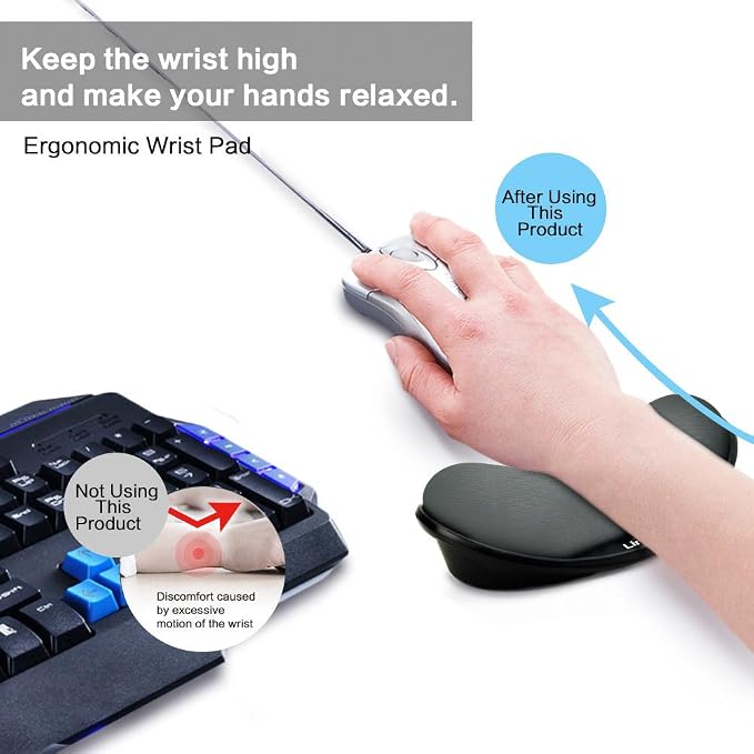Memory Foam Mouse, Keyboard Wrist Rest Pad Anti-Skid Mousepad Support Mat for Office Computer Laptop Mac- Durable Comfortable Lightweight Easy Typing Pain Relief (Gray)