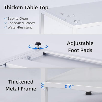 HDANI 47.2 Inch Metal Console Table with 3 Tier Strage Shelves,Narrow Entryway Table,Modern Sofa Tables for Entryway, Living Room,Bedroom,White