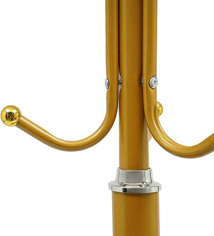 72.8in Coat Rack Freestanding 12 Hooks Coat Tree with Umbrella Holder Metal Modern Coat Hanger Stand for Entryway, Purse Rack Hat Rack Stand for Living Room Bedroom Office (Golden)