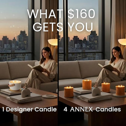 Annex Orange & Mimosa Luxury Scented Candle - Handmade Ceramic Jar - 50hr Clean Burn, Non-Toxic Soy Wax - Aesthetic Home Decor Winter Gift for Women & Men - Energizing Citrus