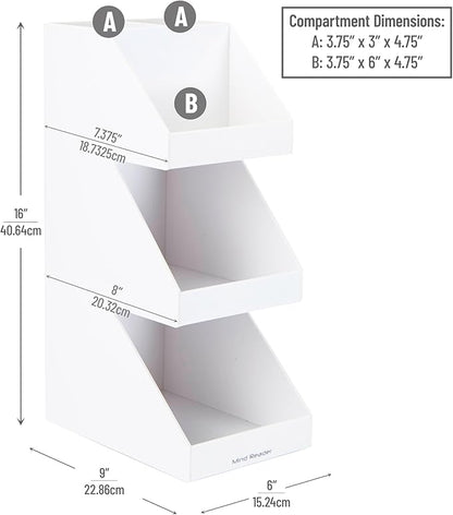 Mind Reader Coffee Tea Utensil and Condiment Station, Countertop Organizer, Coffee Bar, Kitchen, 6"L x 9"W x 16"H, White