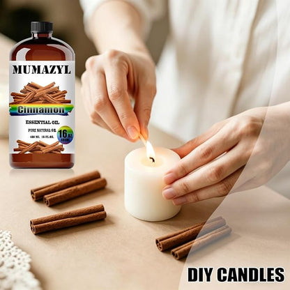 Cinnamon Essential Oil, Cinnamon Oil 16 Fl Oz 480ML for Diffuser Humidifier Yoga Cleaning DIY Candle Soap Making MUMAZYL Essential Oils