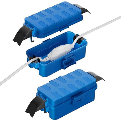 Flemoon [2 Pack] IP55 Small Outdoor Electrical Box Waterproof (Inner 5.9 x 3.2 x 1.8inch), Extension Cord Cover with Detachable Awning Covers for Plug, Outlet, Holiday Lights, Blue