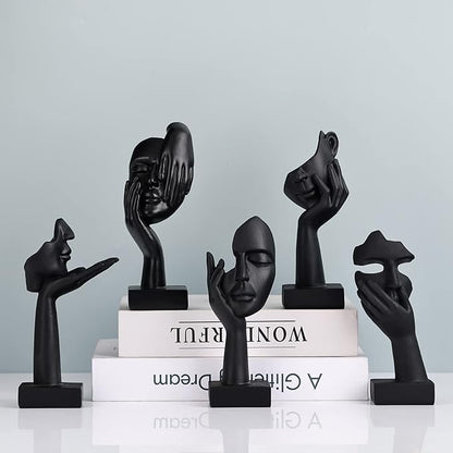 oliruim 6.5" H Black Art Thinker Figurines 2 PCS, Abstract Small Statues Home Accent Decor for Shelf, Office Desk, Living Room, Knick Knacks Decorations for Shelves (2 PCS Black)