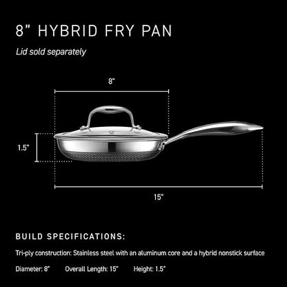 HexClad Hybrid Nonstick 8-Inch Frying Pan, Stay-Cool Handle, Dishwasher-Friendly, Oven-Safe Up to 900°F, Induction Ready, Compatible with All Cooktops (Pack of 2)