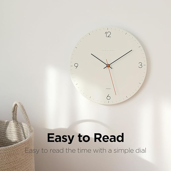 mooas Flatwood Wall Clock,12" Non-Ticking Sweep Movement Decorative Battery Operated Wall Clock for Home Living Room Kitchen Bedroom Office School (Simple Black)